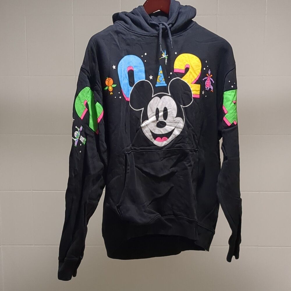 Disney Mickey Mouse Graphic Fleece Pullover Hoodie Black Men's M